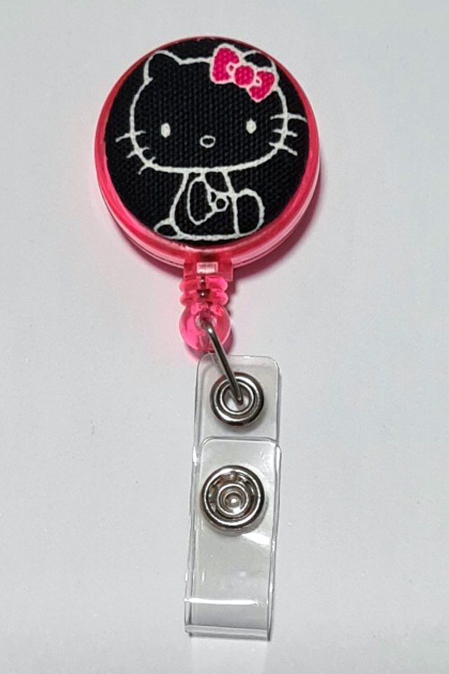 Hello Kitty Black Head Clip-On Badge Reel