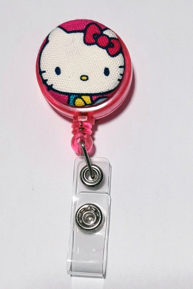 Hello Kitty Magenta Head Clip-On Badge Reel