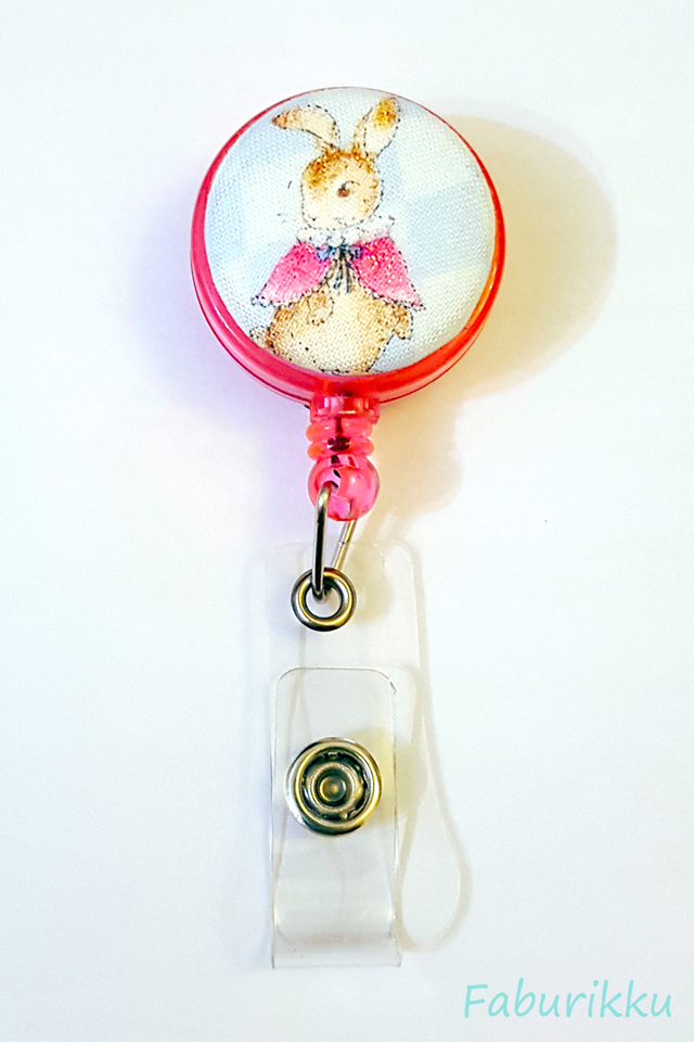 Animal Country Rabbit Pink Clip-On Badge Reel
