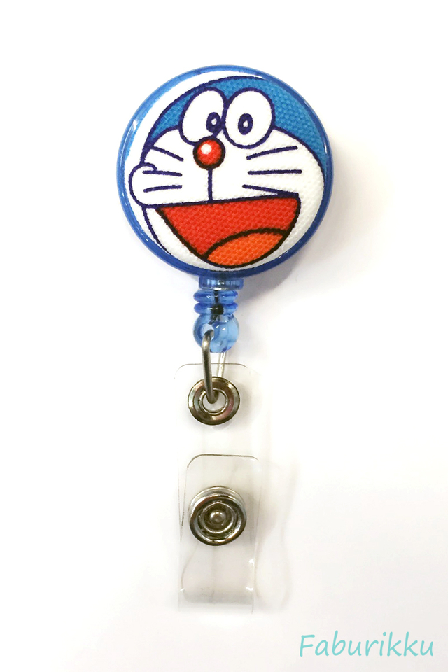 Doraemon Blue Openmouth Clip-On Badge Reel