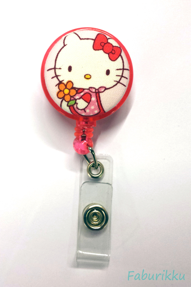 Hello Kitty Pink Flower Clip-On Badge Reel