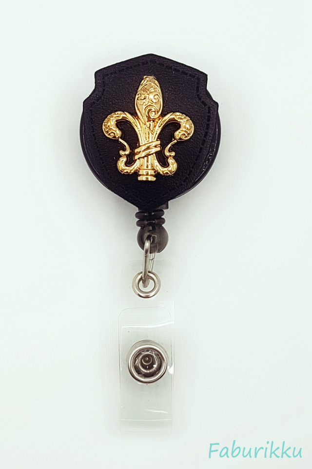 Icon Gold Black Clip-On Badge Reel