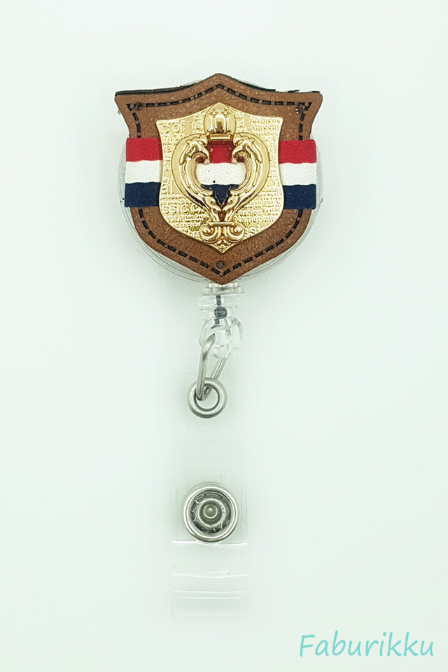 Icon Tristripe Brown Clip-On Badge Reel