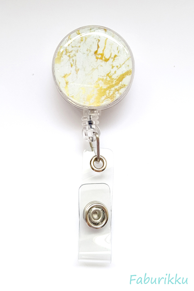 Marble Print Gold Clip-On Badge Reel