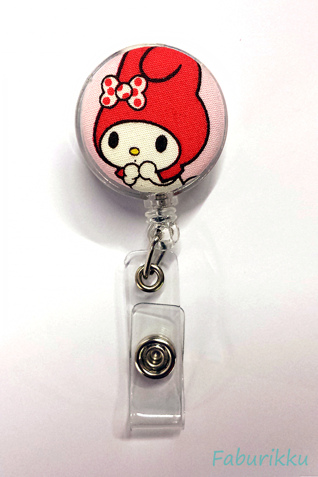 My Melody Clear Redhead Clip-On Badge Reel