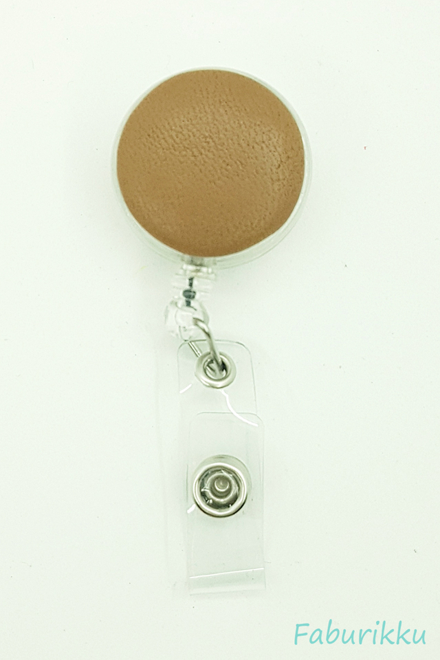 PU Leather Camel Clip-On Badge Reel