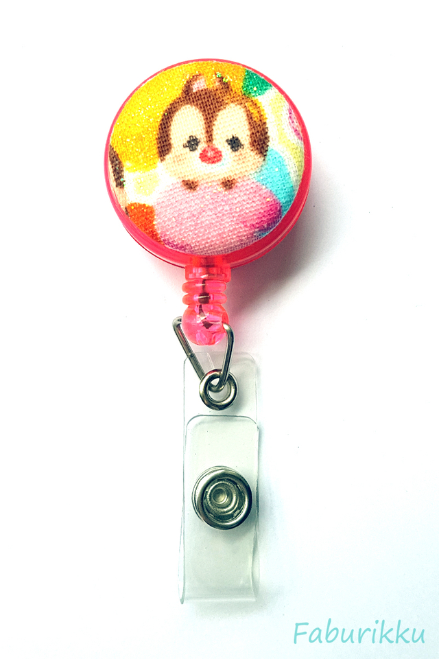 TsumTsum Pink Dale Clip-On Badge Reel