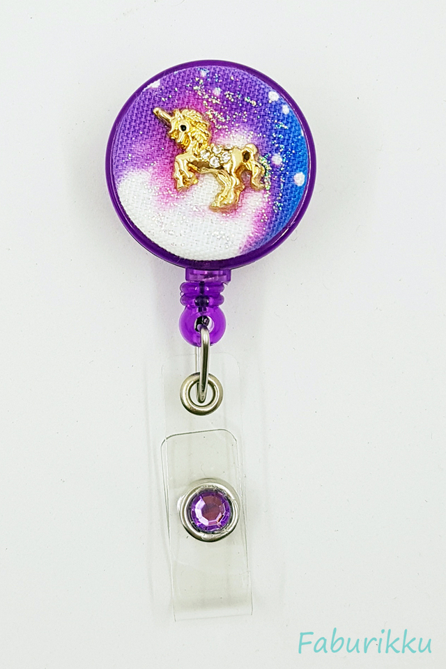 Galaxy Unicorn Purple Clip-On Badge Reel 