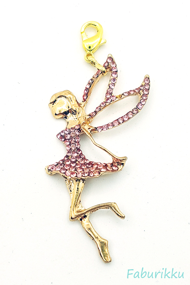Gold Fairy Pink Charm 