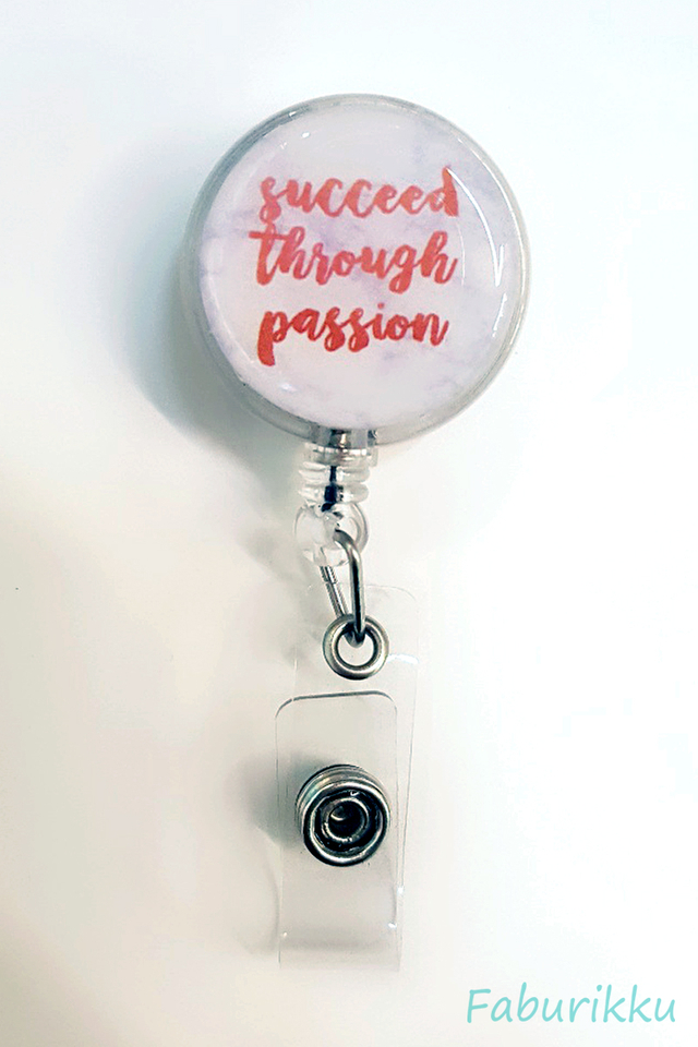 Quotes Succeed Clip-On Badge Reel