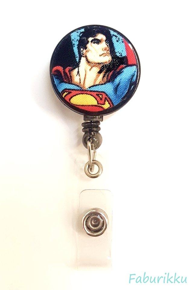 Superman Black Clip-On Badge Reel