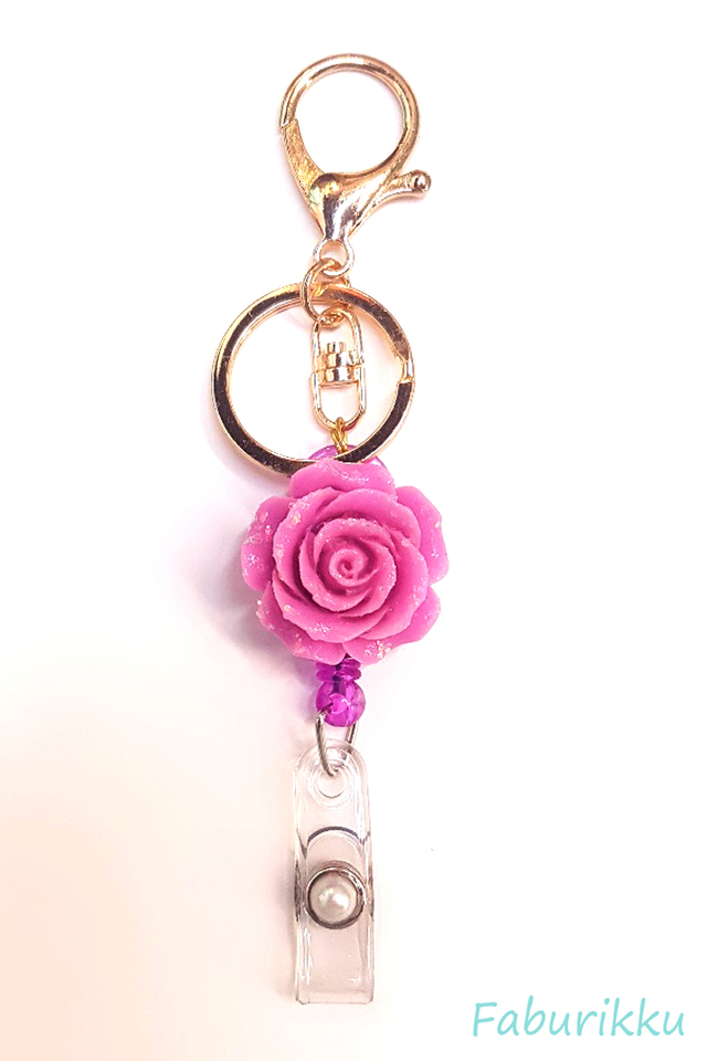 3D Rose Purple Hook-On Badge Reel