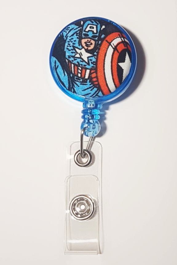 Captain America [The Avengers] Blue Clip-On Badge Reel 