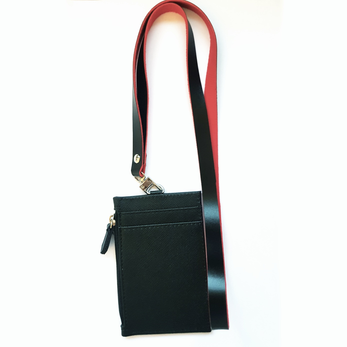 Black Zip Cardholder With Duo Colour Lanyard Set